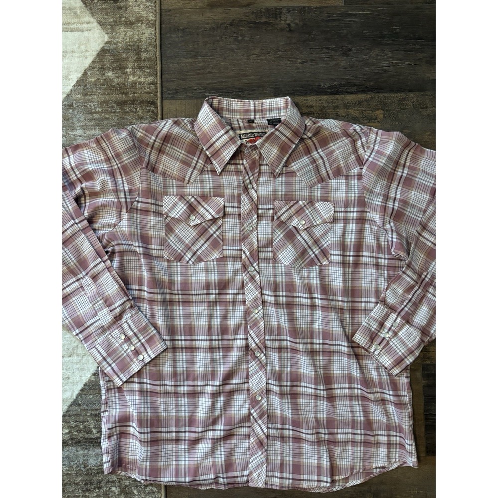 Authentic Western Youngbloods Men's Snap Button Up Plaid Western Shirt XL VTG